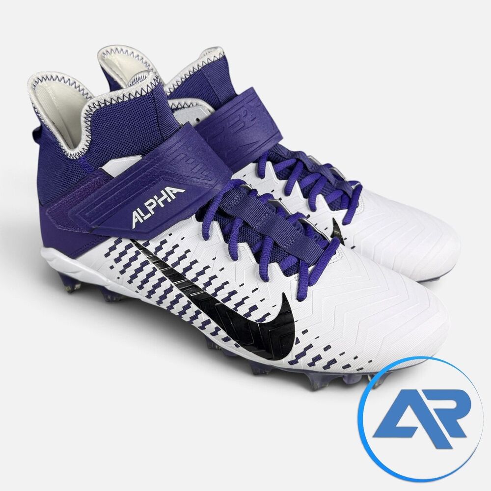 Nike Alpha Menace Pro 2 Mid White/Purple Football Cleats Size 14 BV3945-104